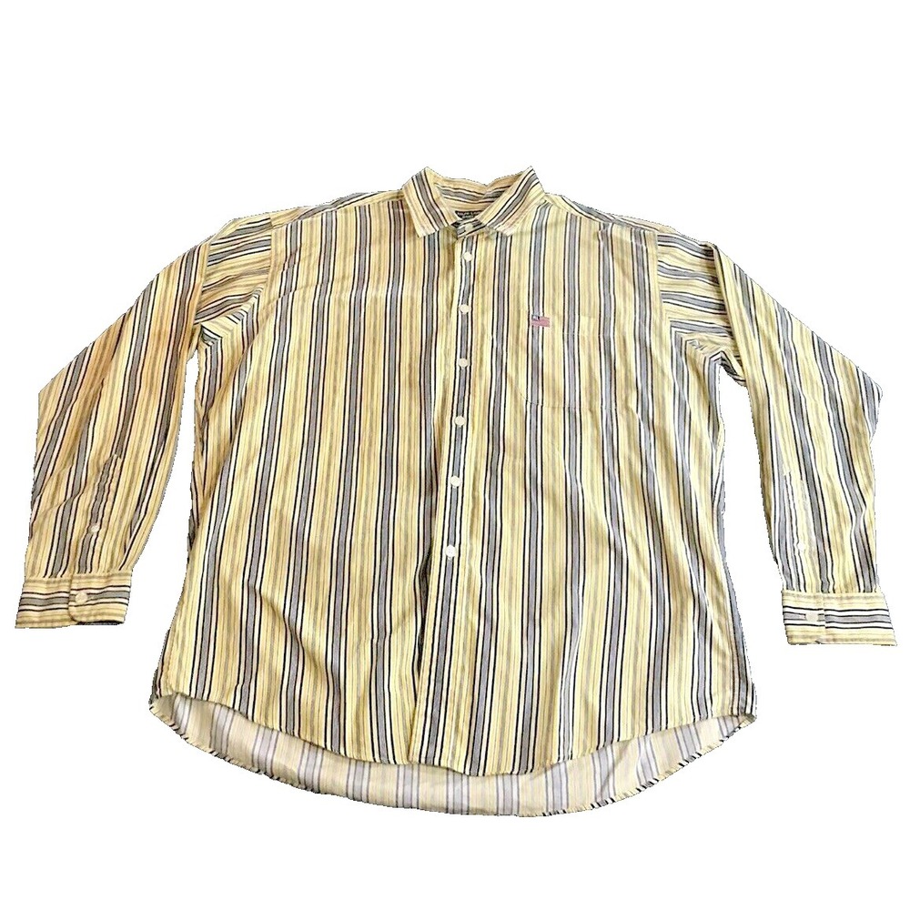 Ralph Lauren Jeans Co. Men's Long Sleeve Blue Stripped Button Down Shirt Size L